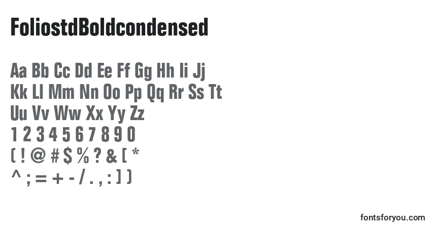 Czcionka FoliostdBoldcondensed – alfabet, cyfry, specjalne znaki