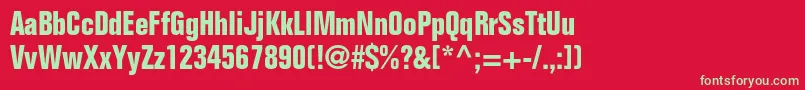FoliostdBoldcondensed Font – Green Fonts on Red Background