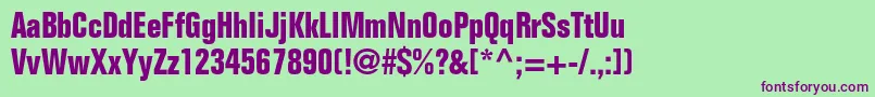 FoliostdBoldcondensed Font – Purple Fonts on Green Background