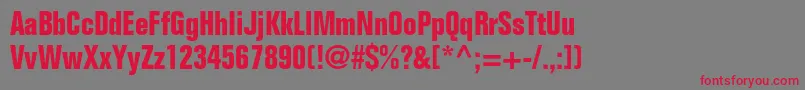 Czcionka FoliostdBoldcondensed – czerwone czcionki na szarym tle