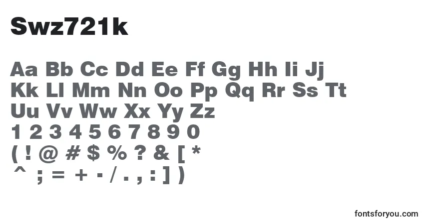 A fonte Swz721k – alfabeto, números, caracteres especiais