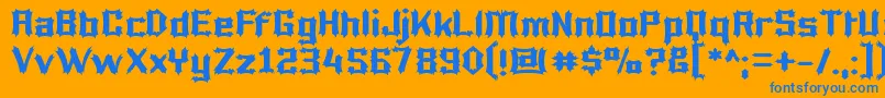 Lucifer Font – Blue Fonts on Orange Background