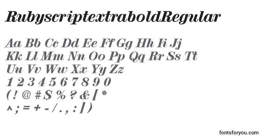 Schriftart RubyscriptextraboldRegular – Alphabet, Zahlen, spezielle Symbole