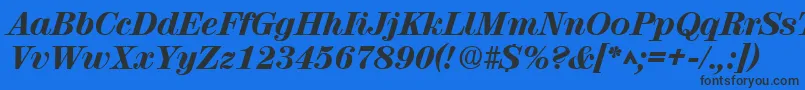 RubyscriptextraboldRegular Font – Black Fonts on Blue Background