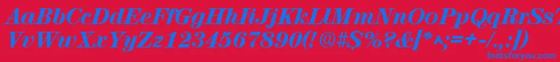 フォントRubyscriptextraboldRegular – 赤い背景に青い文字