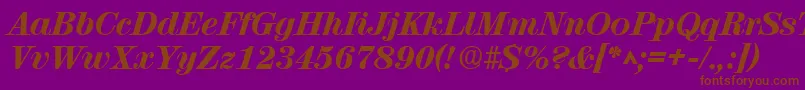 RubyscriptextraboldRegular-Schriftart – Braune Schriften auf violettem Hintergrund