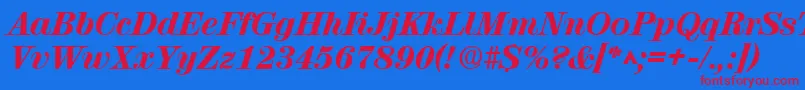 RubyscriptextraboldRegular Font – Red Fonts on Blue Background