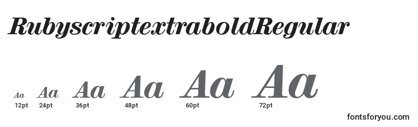 Размеры шрифта RubyscriptextraboldRegular