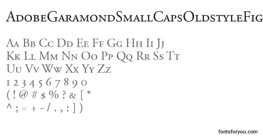A fonte AdobeGaramondSmallCapsOldstyleFigures – alfabeto, números, caracteres especiais