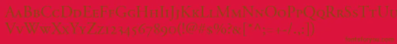 AdobeGaramondSmallCapsOldstyleFigures Font – Brown Fonts on Red Background