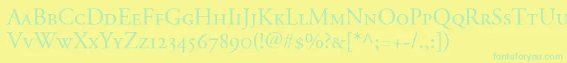 AdobeGaramondSmallCapsOldstyleFigures-fontti – vihreät fontit keltaisella taustalla