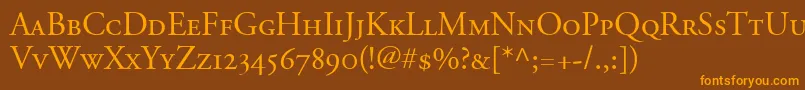 AdobeGaramondSmallCapsOldstyleFigures Font – Orange Fonts on Brown Background