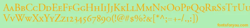 AdobeGaramondSmallCapsOldstyleFigures Font – Orange Fonts on Green Background