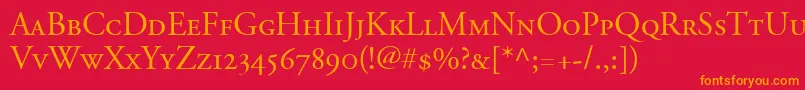 AdobeGaramondSmallCapsOldstyleFigures Font – Orange Fonts on Red Background