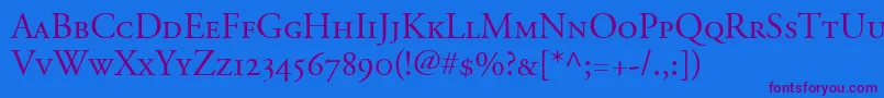 AdobeGaramondSmallCapsOldstyleFigures Font – Purple Fonts on Blue Background