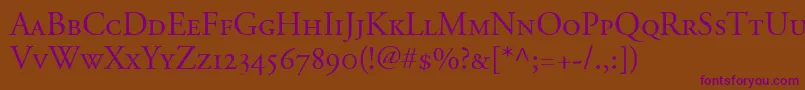 AdobeGaramondSmallCapsOldstyleFigures Font – Purple Fonts on Brown Background