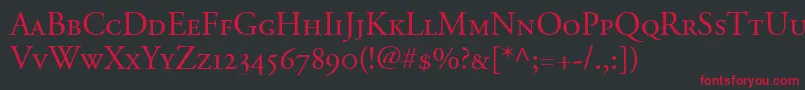 AdobeGaramondSmallCapsOldstyleFigures Font – Red Fonts on Black Background