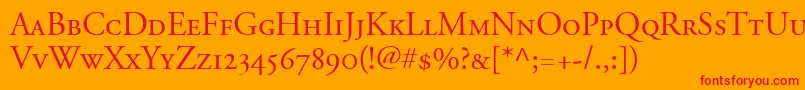 AdobeGaramondSmallCapsOldstyleFigures Font – Red Fonts on Orange Background