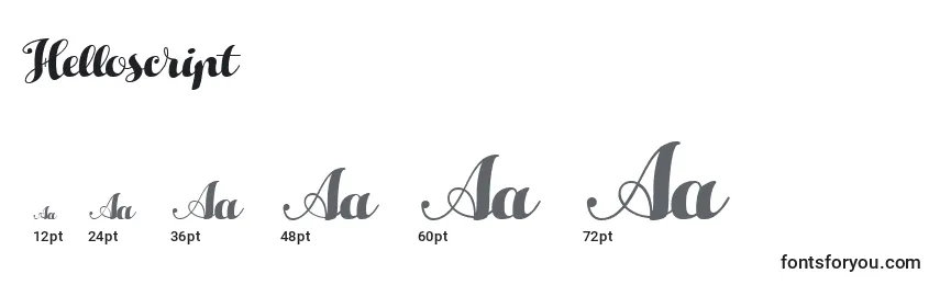 Helloscript Font Sizes