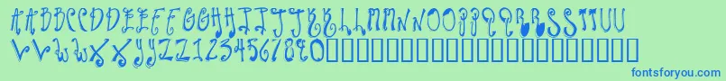 TwilightExpress-fontti – siniset fontit vihreällä taustalla