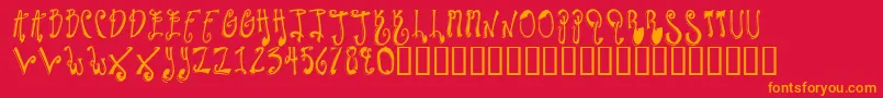 TwilightExpress-fontti – oranssit fontit punaisella taustalla