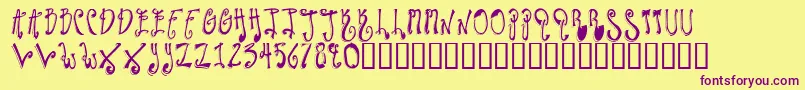 TwilightExpress-Schriftart – Violette Schriften auf gelbem Hintergrund