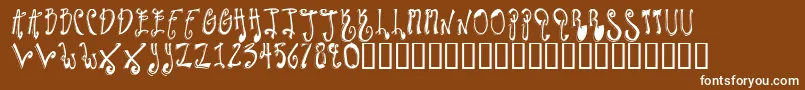 TwilightExpress-fontti – valkoiset fontit ruskealla taustalla