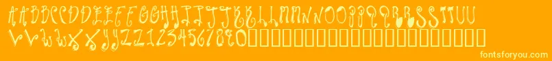 TwilightExpress-fontti – keltaiset fontit oranssilla taustalla