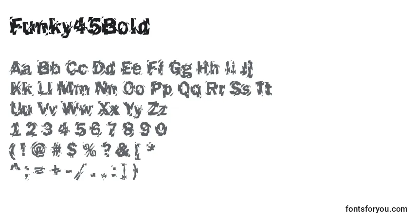 Schriftart Funky45Bold – Alphabet, Zahlen, spezielle Symbole