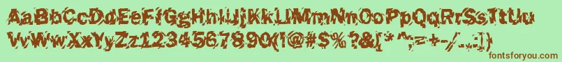 Funky45Bold Font – Brown Fonts on Green Background