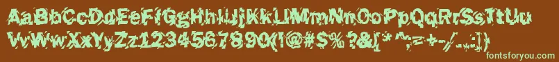 Funky45Bold-fontti – vihreät fontit ruskealla taustalla
