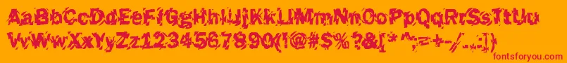 Funky45Bold-Schriftart – Rote Schriften auf orangefarbenem Hintergrund