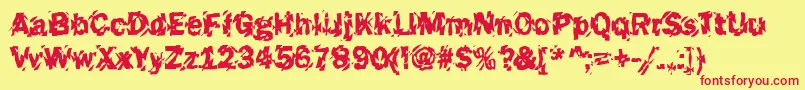 Funky45Bold Font – Red Fonts on Yellow Background