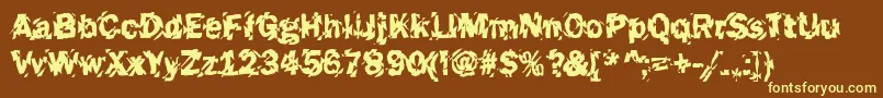 Funky45Bold-fontti – keltaiset fontit ruskealla taustalla