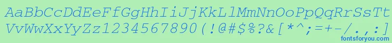 CourierettItalic-fontti – siniset fontit vihreällä taustalla