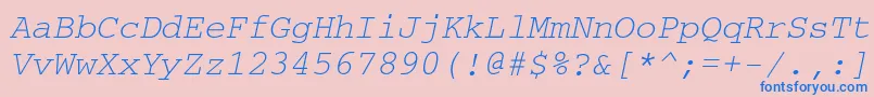 CourierettItalic-fontti – siniset fontit vaaleanpunaisella taustalla