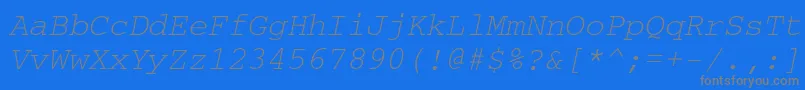 フォントCourierettItalic – 青い背景に灰色の文字