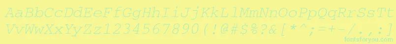 Police CourierettItalic – polices vertes sur fond jaune