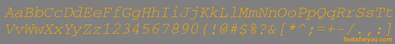 CourierettItalic-Schriftart – Orangefarbene Schriften auf grauem Hintergrund