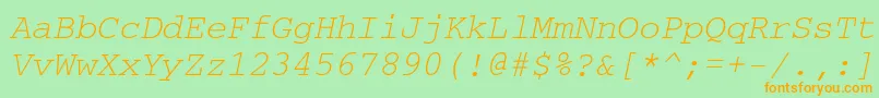 Шрифт CourierettItalic – оранжевые шрифты на зелёном фоне