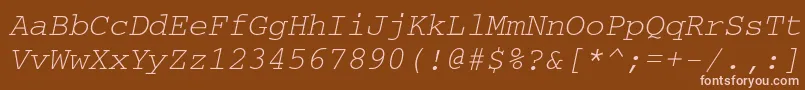 Czcionka CourierettItalic – różowe czcionki na brązowym tle
