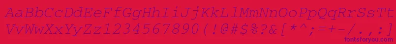 Fonte CourierettItalic – fontes roxas em um fundo vermelho