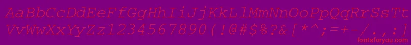 CourierettItalic Font – Red Fonts on Purple Background