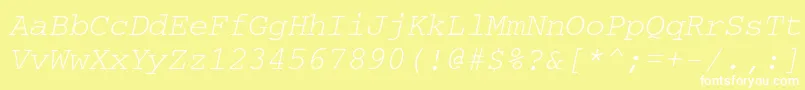 CourierettItalic-fontti – valkoiset fontit keltaisella taustalla