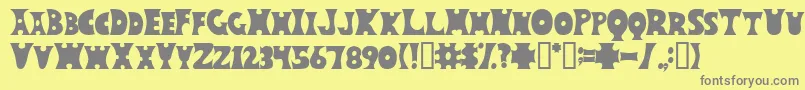 Circos-fontti – harmaat kirjasimet keltaisella taustalla