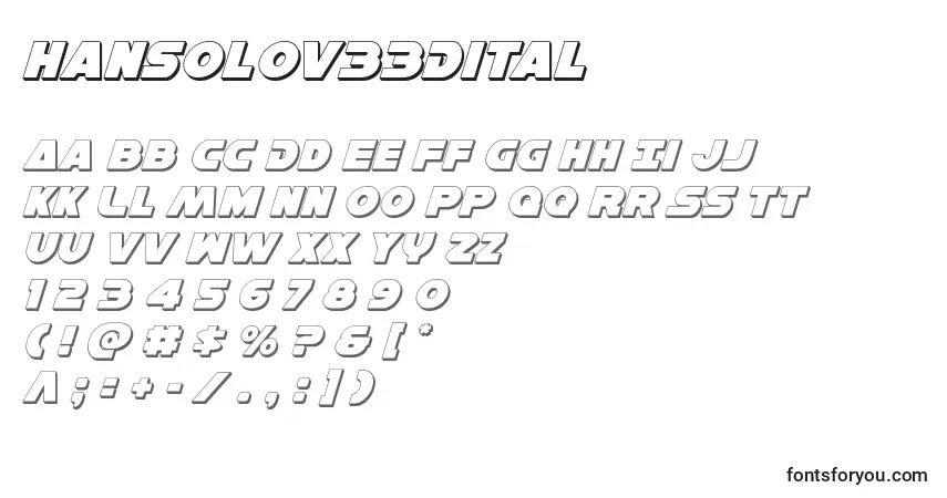 Czcionka Hansolov33Dital – alfabet, cyfry, specjalne znaki