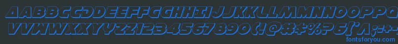 フォントHansolov33Dital – 黒い背景に青い文字