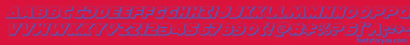 Hansolov33Dital-Schriftart – Blaue Schriften auf rotem Hintergrund