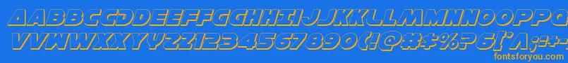 Hansolov33Dital-fontti – oranssit fontit sinisellä taustalla