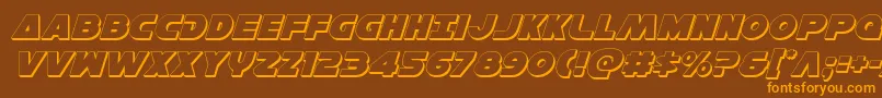 フォントHansolov33Dital – オレンジ色の文字が茶色の背景にあります。